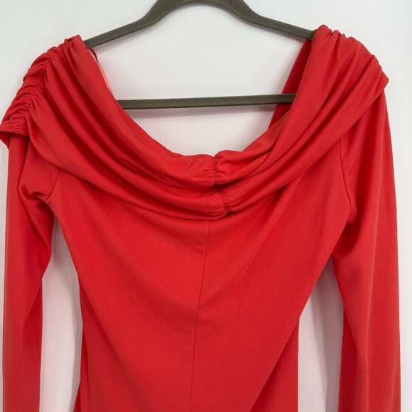 St. John Couture Surplice Drape Neck Long Sleeve Blouse Shirt Top Orange Size 8 - Picture 8 of 9